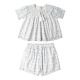 Organic Smocked Top & Shorts Set - Blue Vines