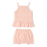 Organic Smocked Top And Bloomer Set - Blush
