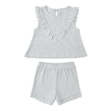 Organic Ruffle Top & Shorts Set - Fog