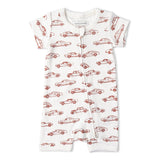 Organic Short Zip Romper - Cars