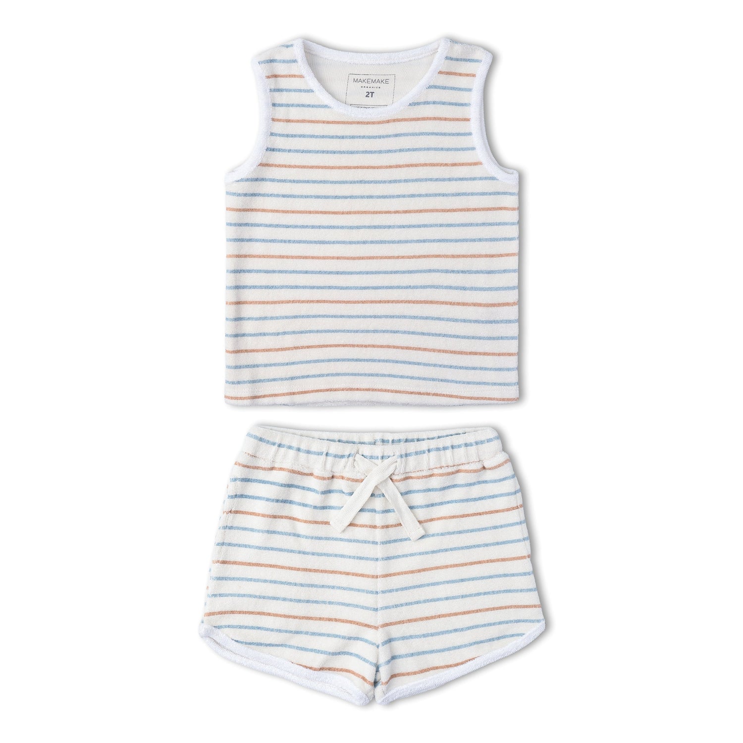 Organic Sleeveless Tee & Shorts Set - Cabana Stripes