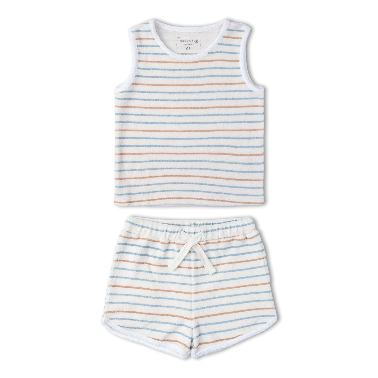 Organic Sleeveless Tee & Shorts Set - Cabana Stripes