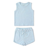 Organic Sleeveless Tee & Shorts Set - Light Blue