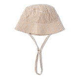 Organic Bucket Sun Hat - Caramel Check