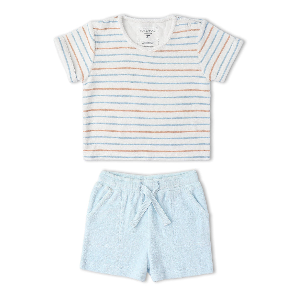 Organic Terry Tee & Shorts Set - Cabana Stripes
