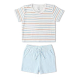 Organic Terry Tee & Shorts Set - Cabana Stripes
