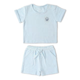 Organic Terry Tee & Shorts Set - Light Blue