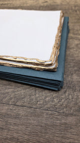 White Gold Trim Handmade Cotton Paper (Set of 10)