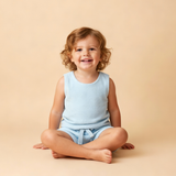 Organic Sleeveless Tee & Shorts Set - Light Blue