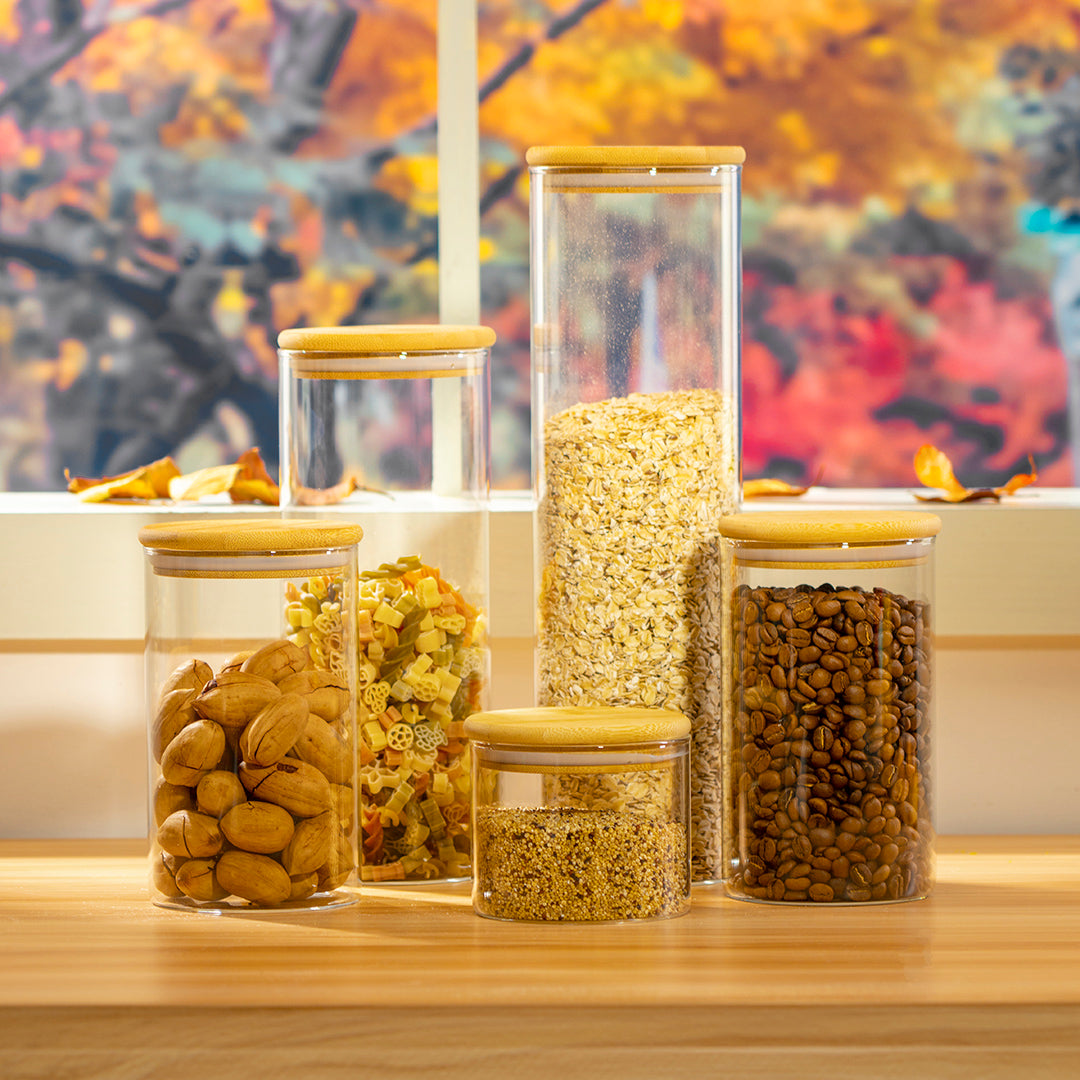 Glass Canister Set & Bamboo Lid