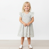 Organic Short Sleeve Flutter Dress - Tulle Floral