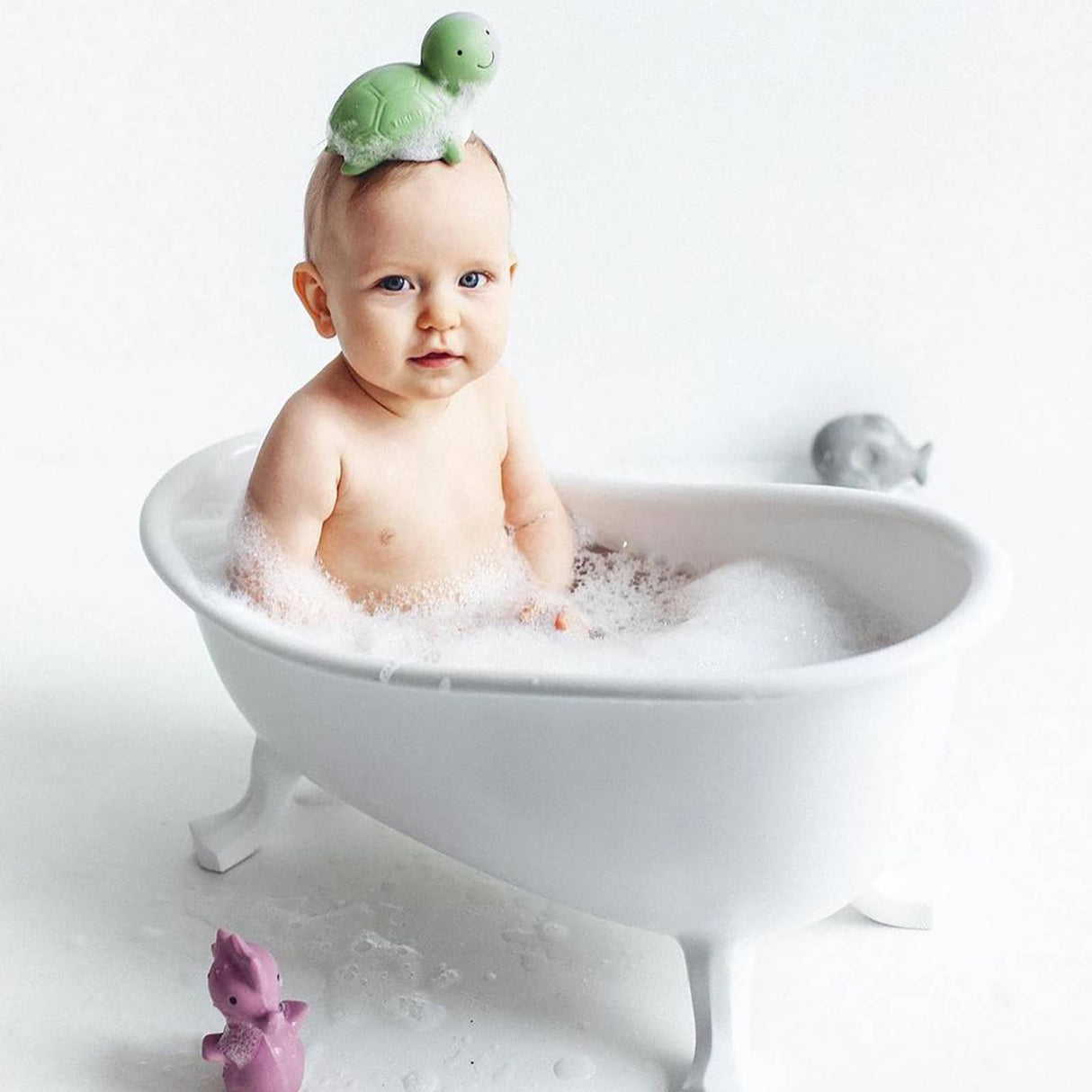 Organic Rubber Turtle Teether, Rattle & Bath Toy