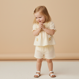 Organic Smocked Top & Shorts Set - Butter Yellow