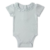 Organic Lace Collar Onesie & Tights Set - Fog