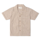 Organic Shirt & Shorts Set - Caramel Check
