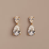 Lab Grown White Sapphire Pear Drop Earrings