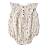 Organic Sleeveless Ruffle Bubble Romper - Blush Floral
