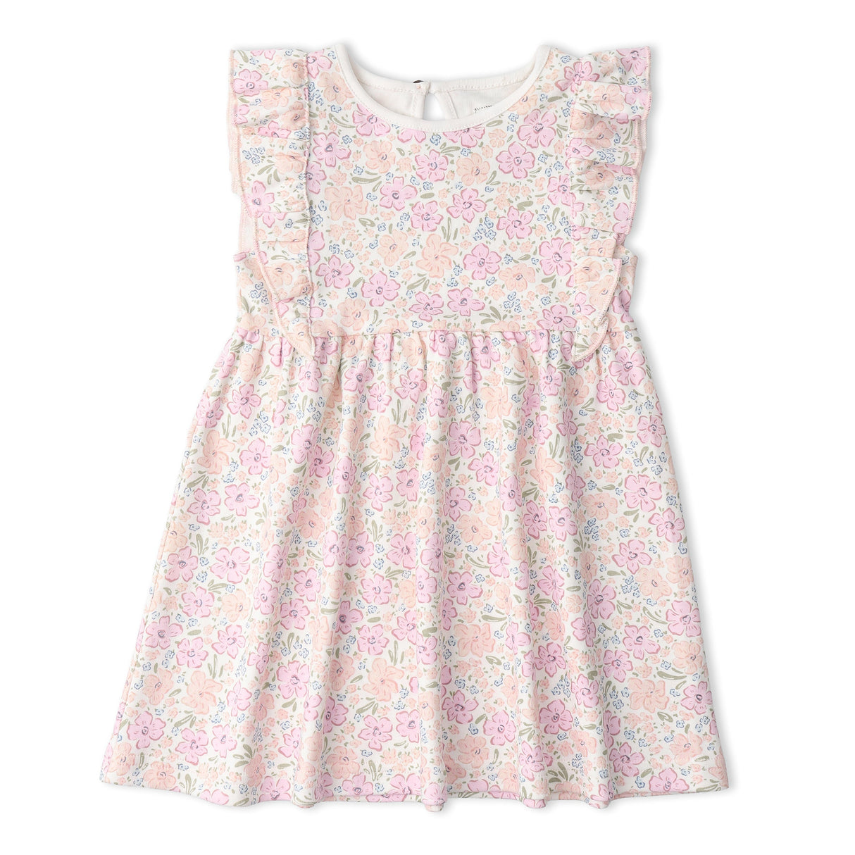 Organic Flutter Dress - Peony