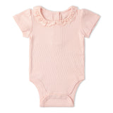 Organic Lace Collar Onesie & Tights Set - Blush
