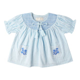 Organic Smocked Top & Shorts Set - Light Blue