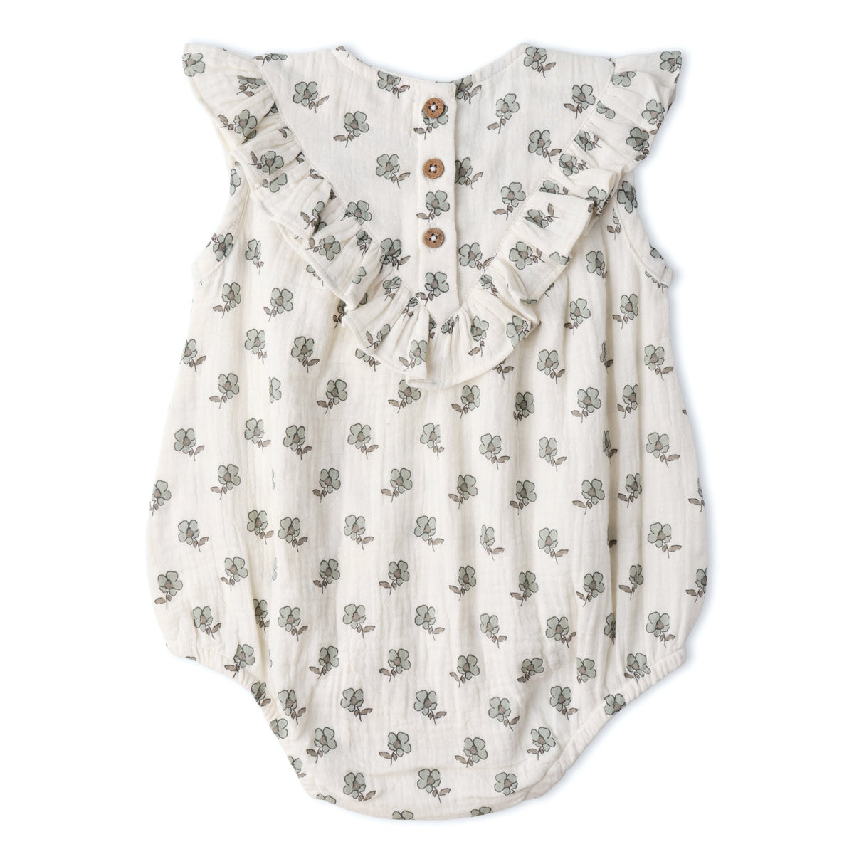 Organic Sleeveless Ruffle Bubble Romper - Poppy