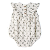 Organic Sleeveless Ruffle Bubble Romper - Poppy