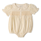 Organic Smocked Button Romper - Butter Yellow