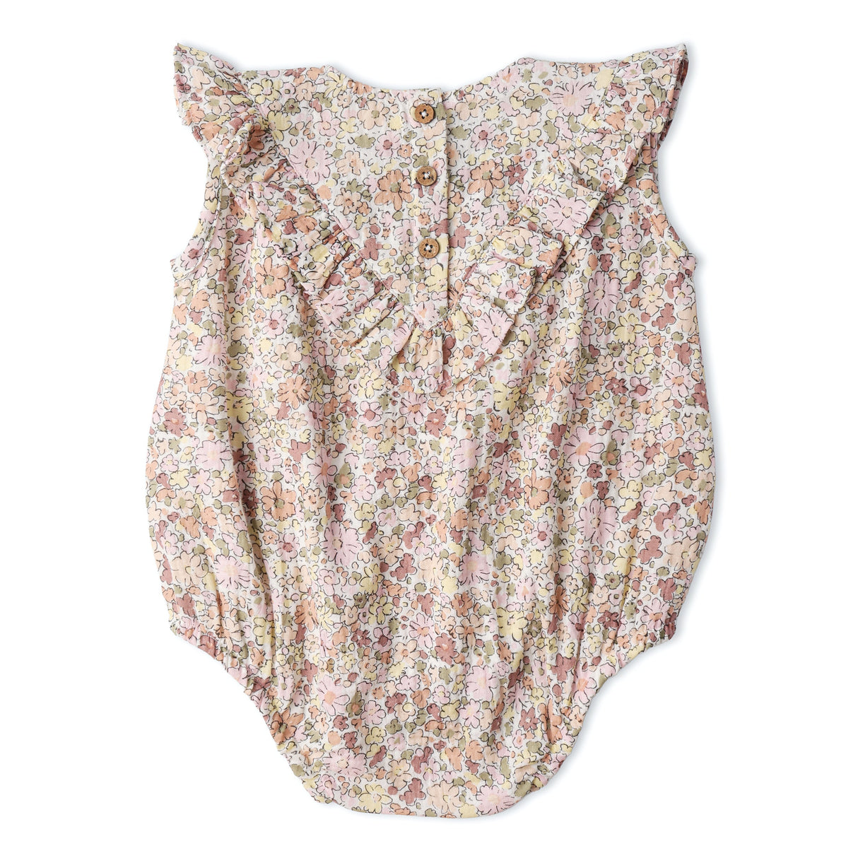 Organic Sleeveless Ruffle Bubble Romper - Pastel Bloom