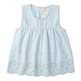 Organic Eyelet Top And Pant Set - Light Blue Eyelet