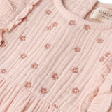 Organic Embroidered Ruffle Romper - Blush