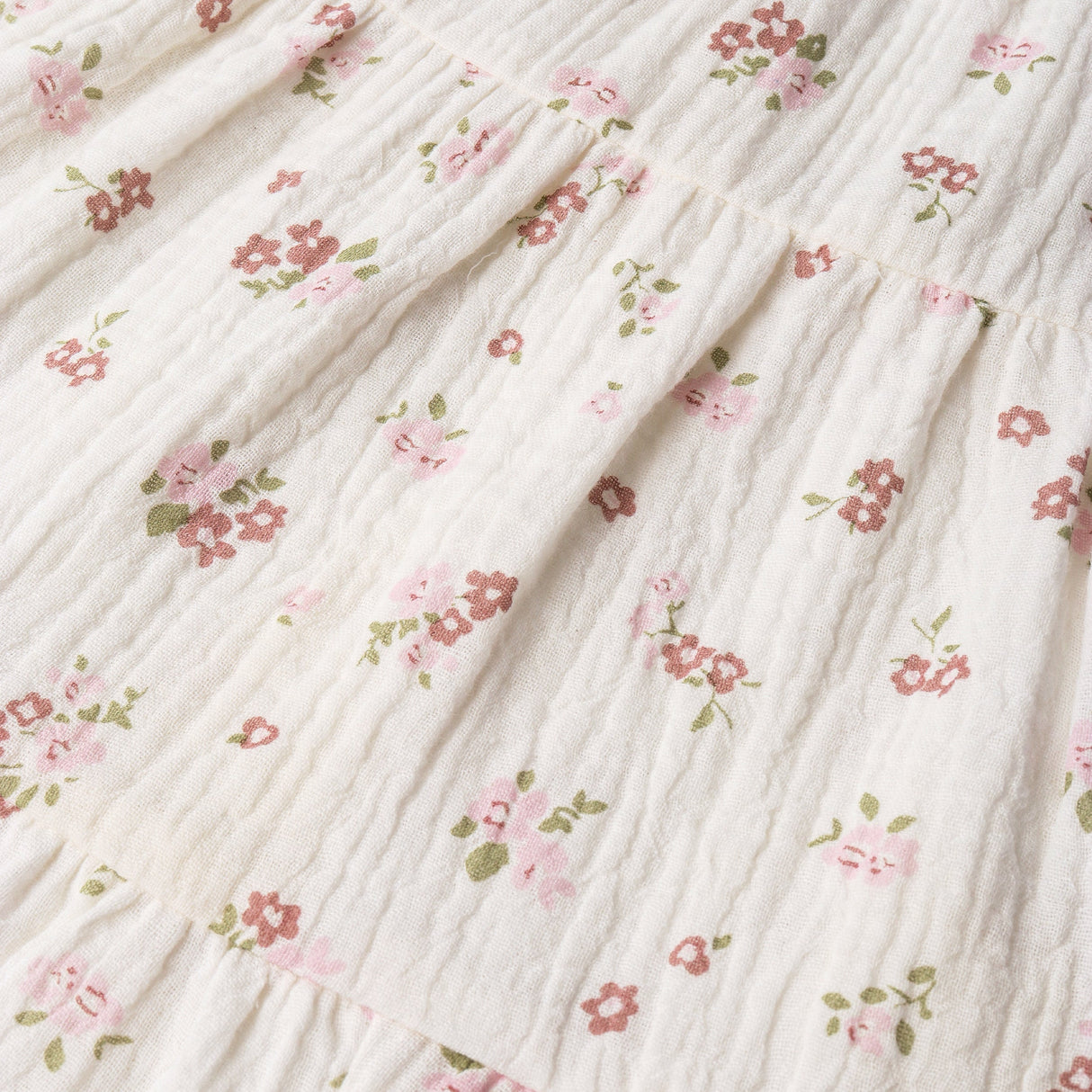 Organic Ruffle Tiered Dress - Blush Floral