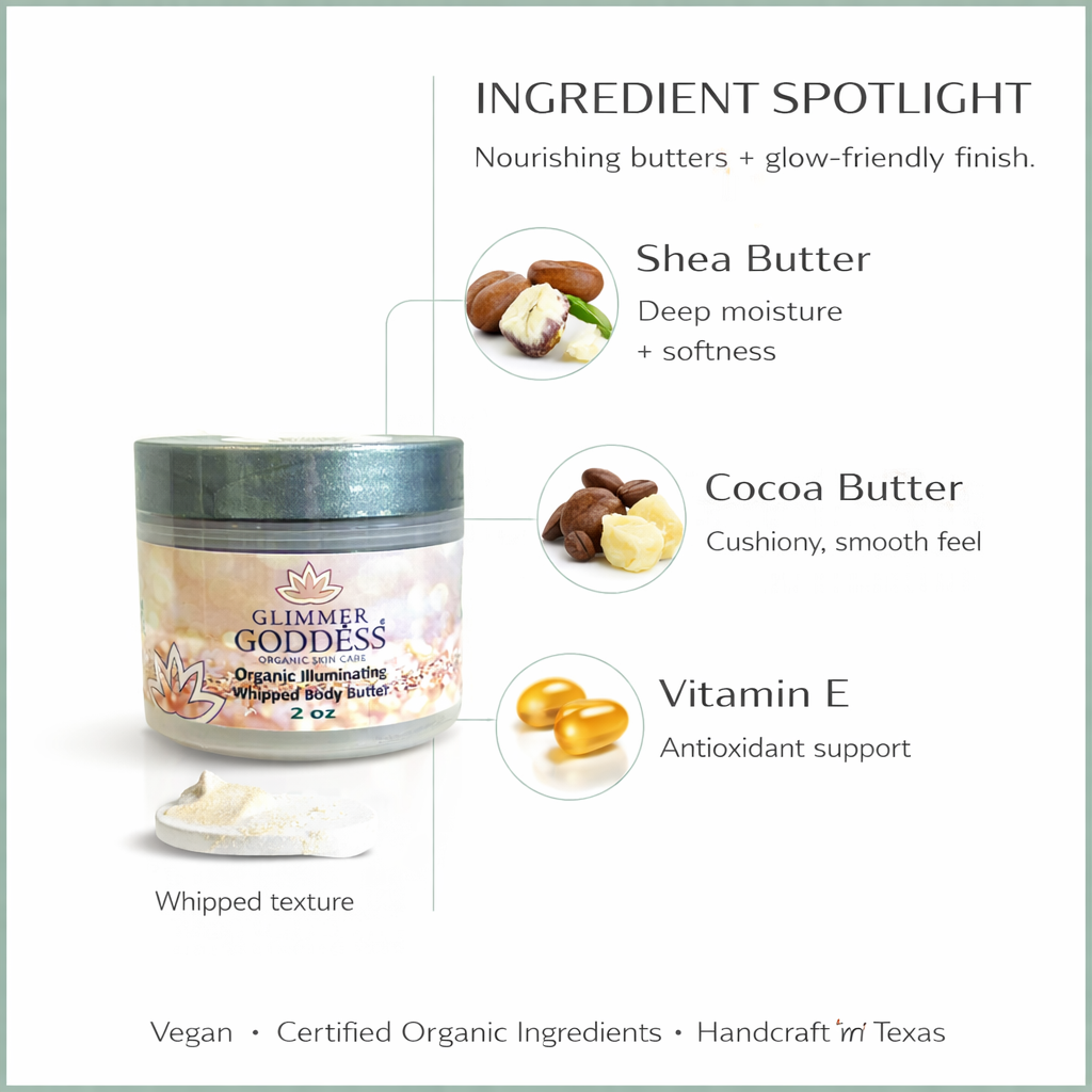 Organic Shimmering Whipped Body Butter 2 oz. Travel Size