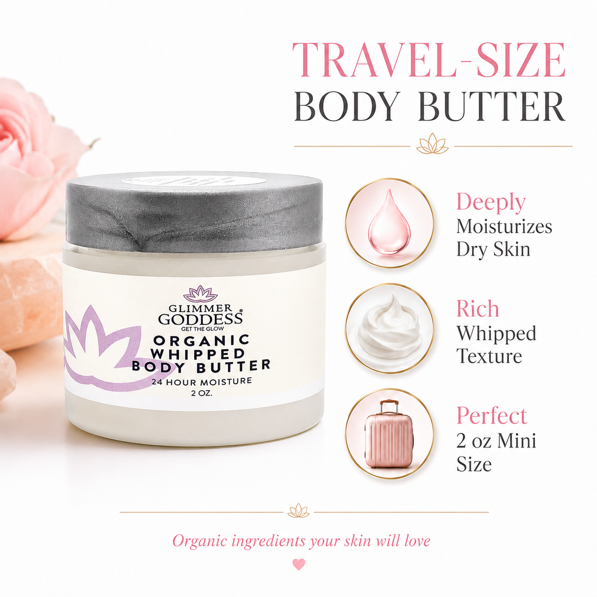 Organic Whipped Body Butter - 2 oz Travel Size