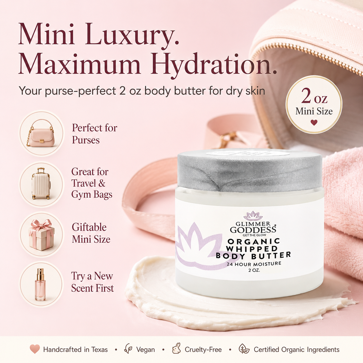 Organic Whipped Body Butter - 2 oz Travel Size