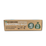 Compostable Drawstring Bin Bags | 10.5 Gallons (25 bags)