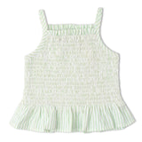 Organic Smocked Top And Bloomer Set - Basil Stripes