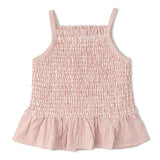 Organic Smocked Top And Bloomer Set - Coral Stripes