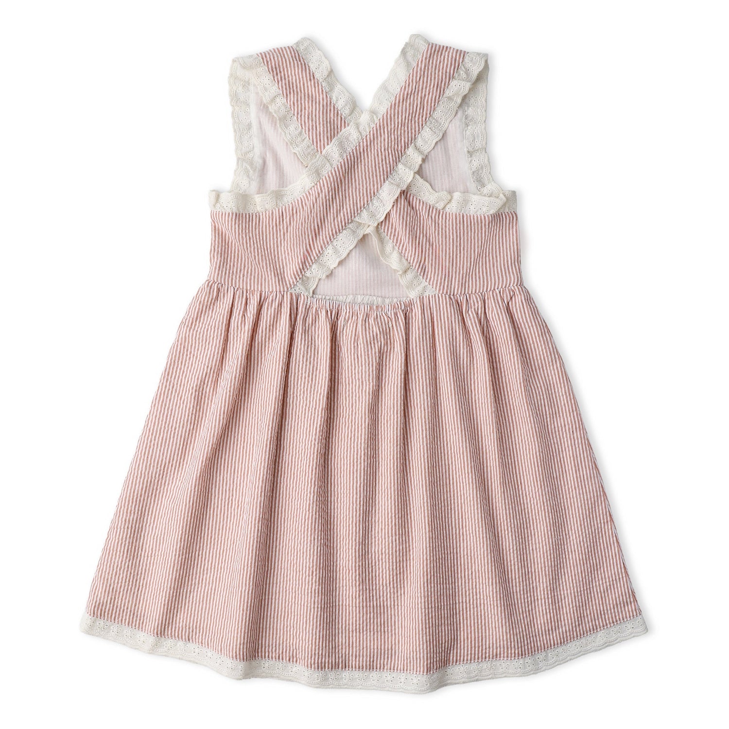Organic Cross Back Dress - Coral Stripes