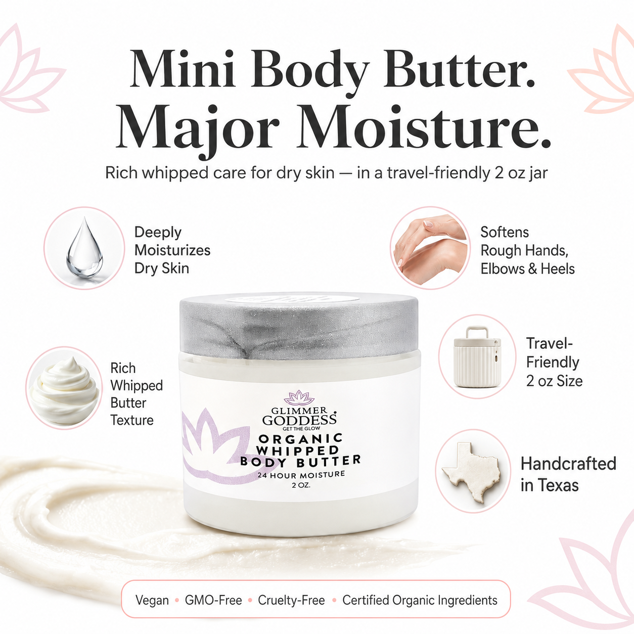 Organic Whipped Body Butter - 2 oz Travel Size