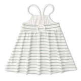 Organic Tie-Back Strap Dress - Fog Stripes