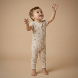 Organic Short Sleeve Zip Romper - Rodeo