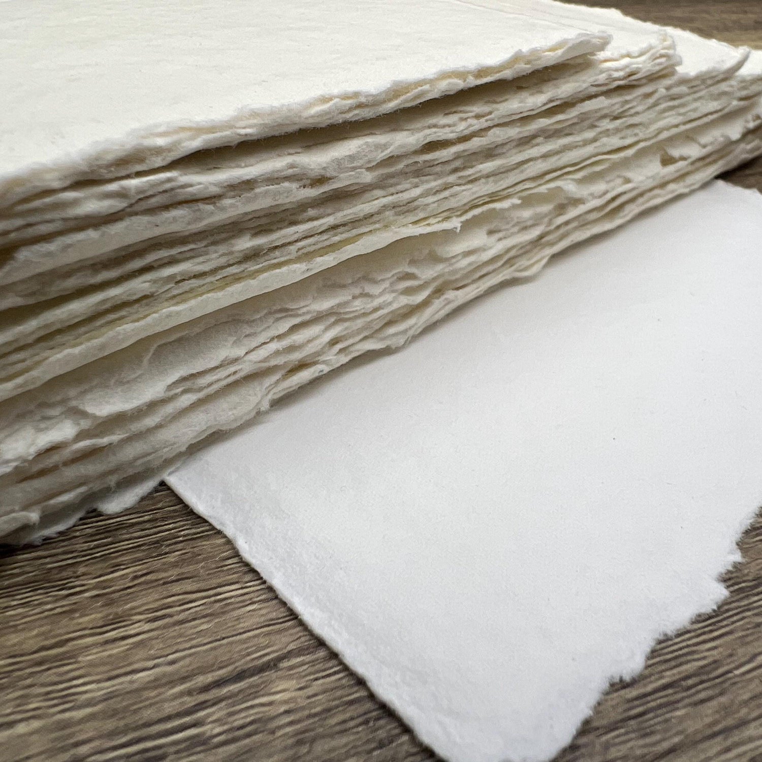 Ivory 300gsm Handmade Cotton Paper (Set of 10) Cut Edge