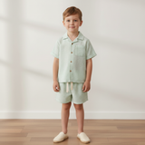 Organic Shirt & Shorts Set - Basil Stripes