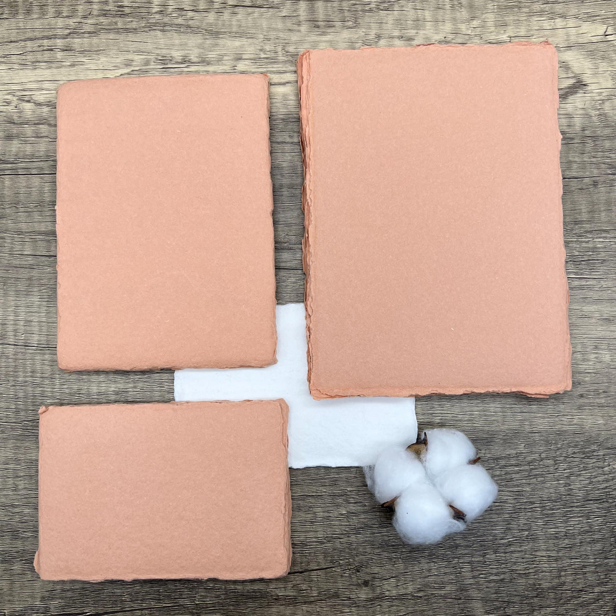 Coral Peach Handmade Cotton Paper (Set of 10)
