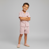 Organic Shirt & Shorts Set - Coral Stripes