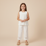 Organic Eyelet Top And Pant Set - Ivory Eyelet