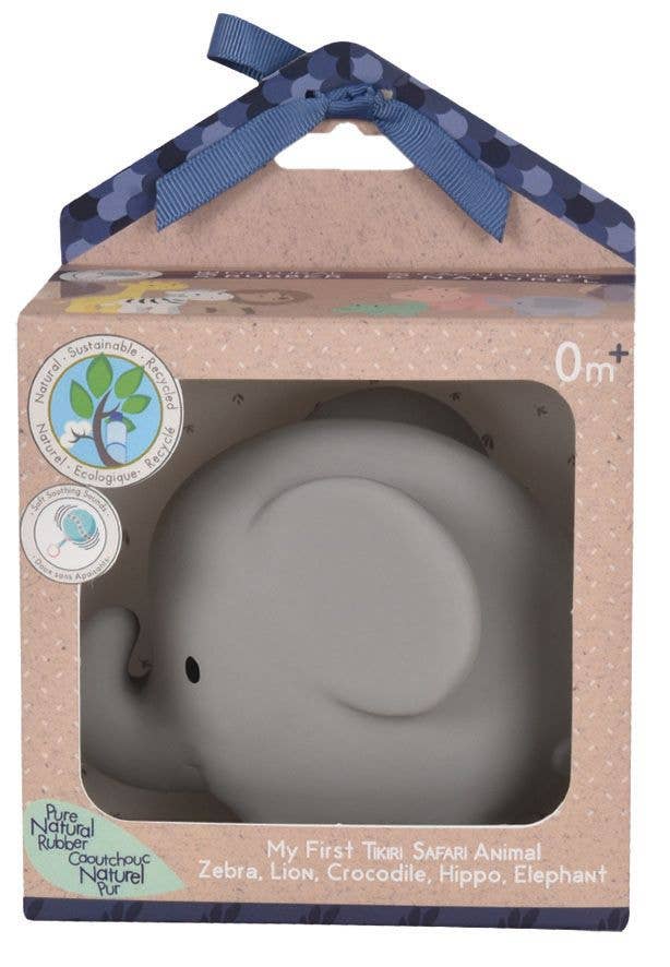 Elephant Organic Rubber Teether, Rattle & Bath Toy