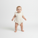 Organic Eyelet Flutter Romper- Ivory Eyelet