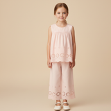 Organic Eyelet Top And Pant Set - Blush Eyelet