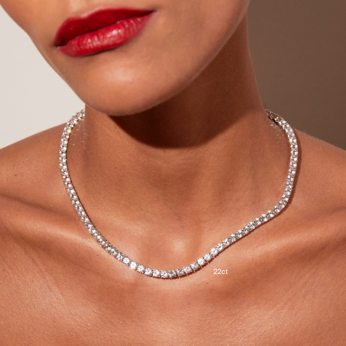Lab Grown White Sapphire Tennis Necklace